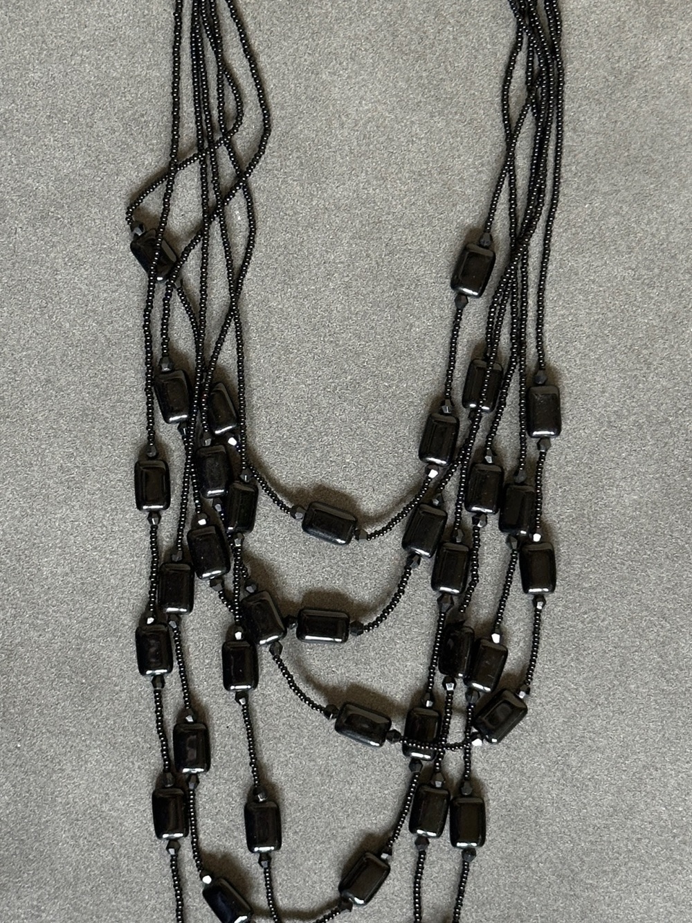 WHBM White House Black Market Multi-Strand Necklace Onyx like Black beads